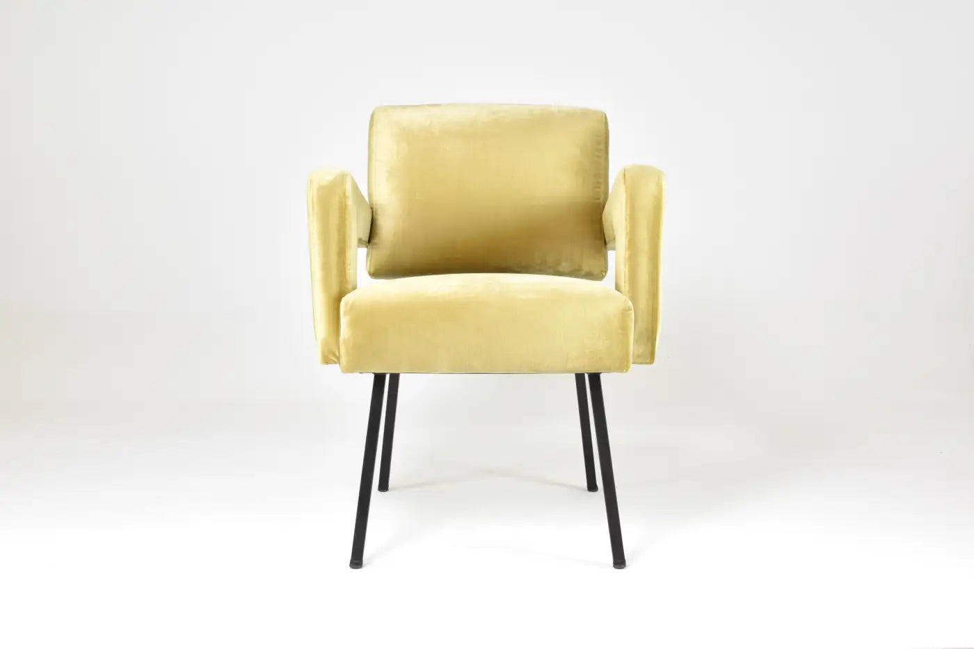 Jacques Adnet French Presidential Velvet Armchair, 1950s