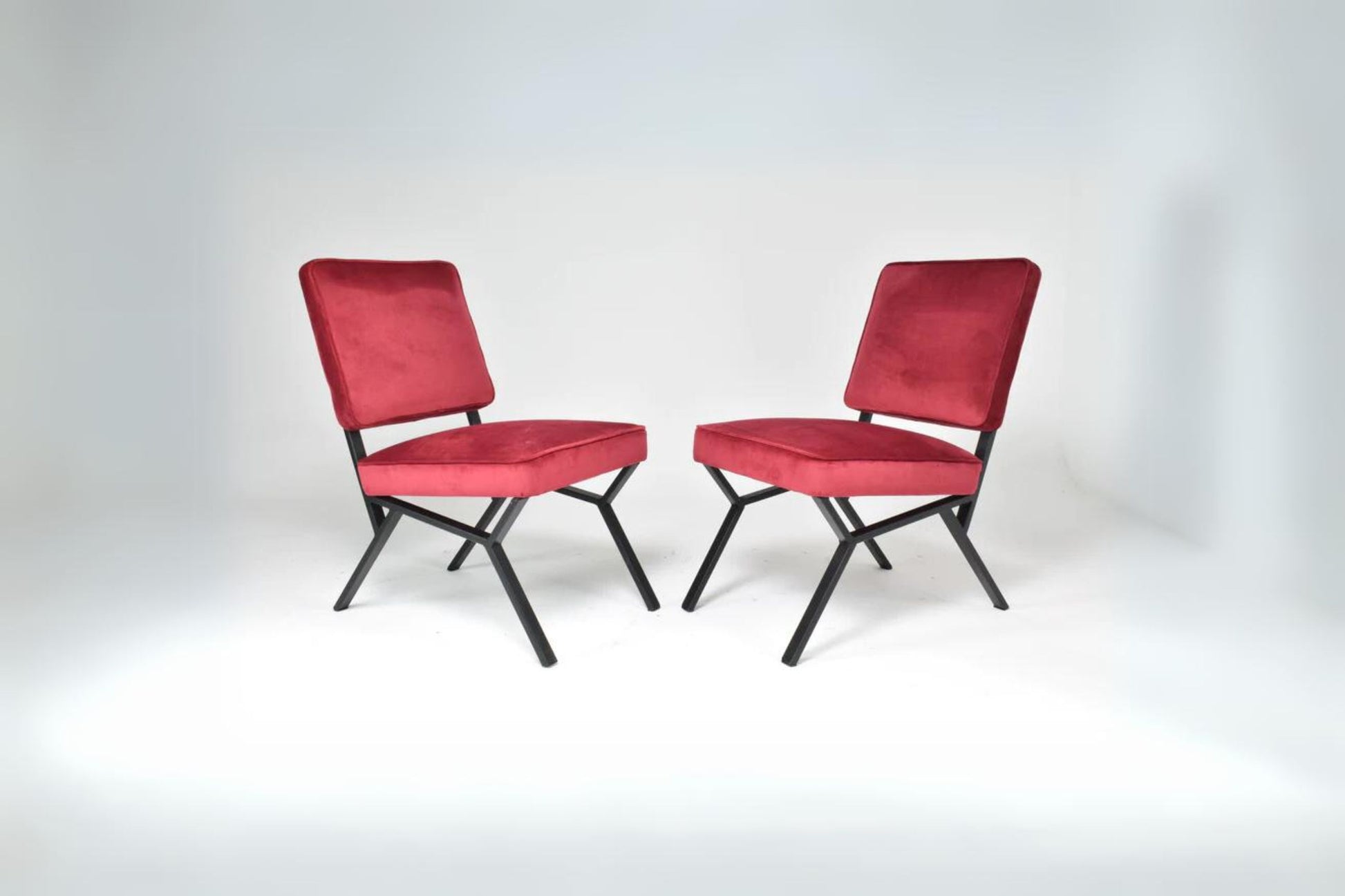 Mid-Century Modern Italian Red Chairs by Giancarlo Bovini, 1950s