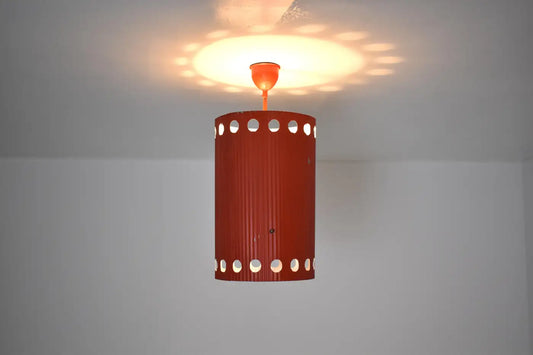 Suspension originale « Java » de Mathieu Matégot en laque rouge, années 1950