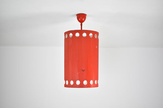 Suspension originale « Java » de Mathieu Matégot en laque rouge, années 1950