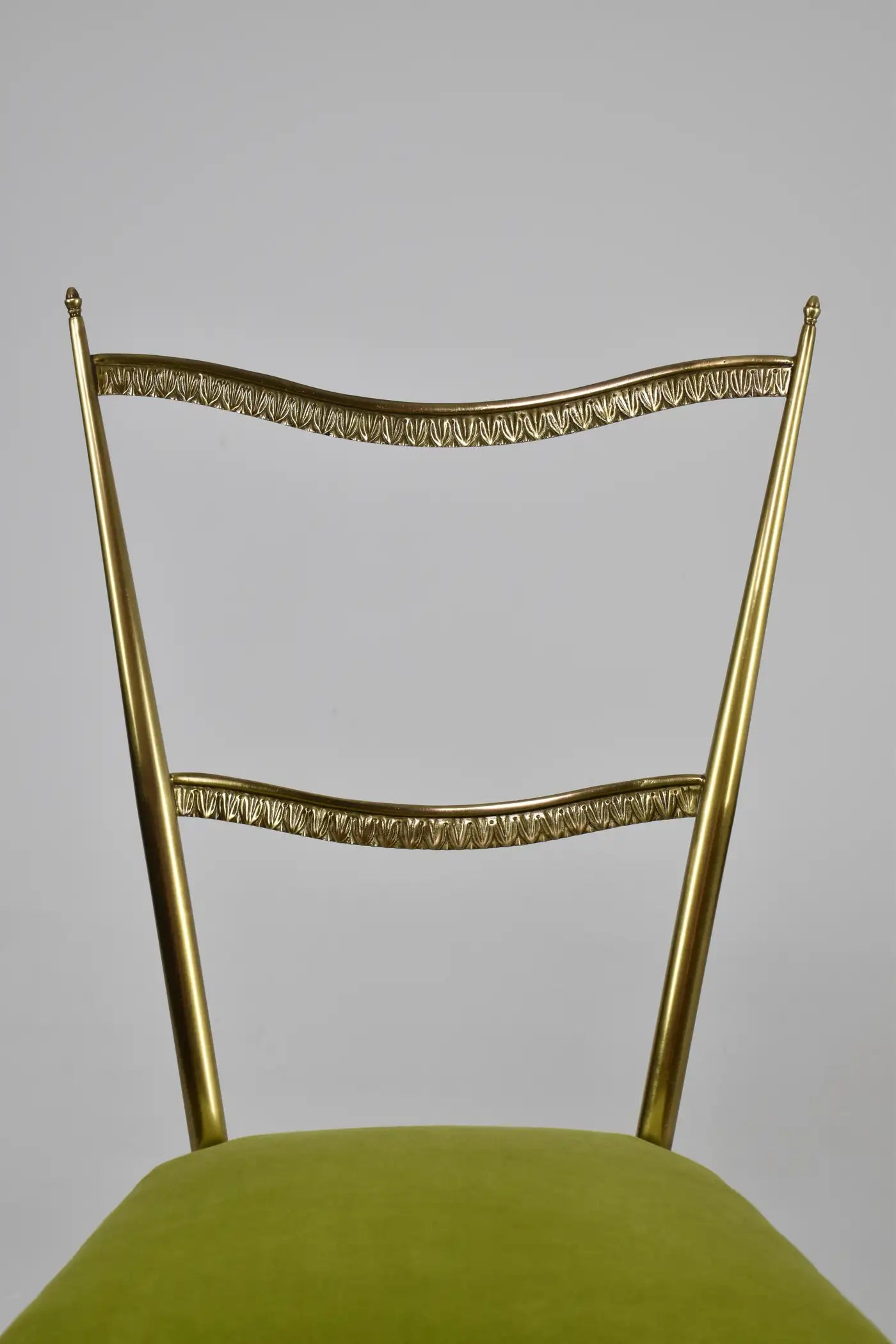 Pair of Brass and Velvet Italian Chairs in the Style of the 1950s