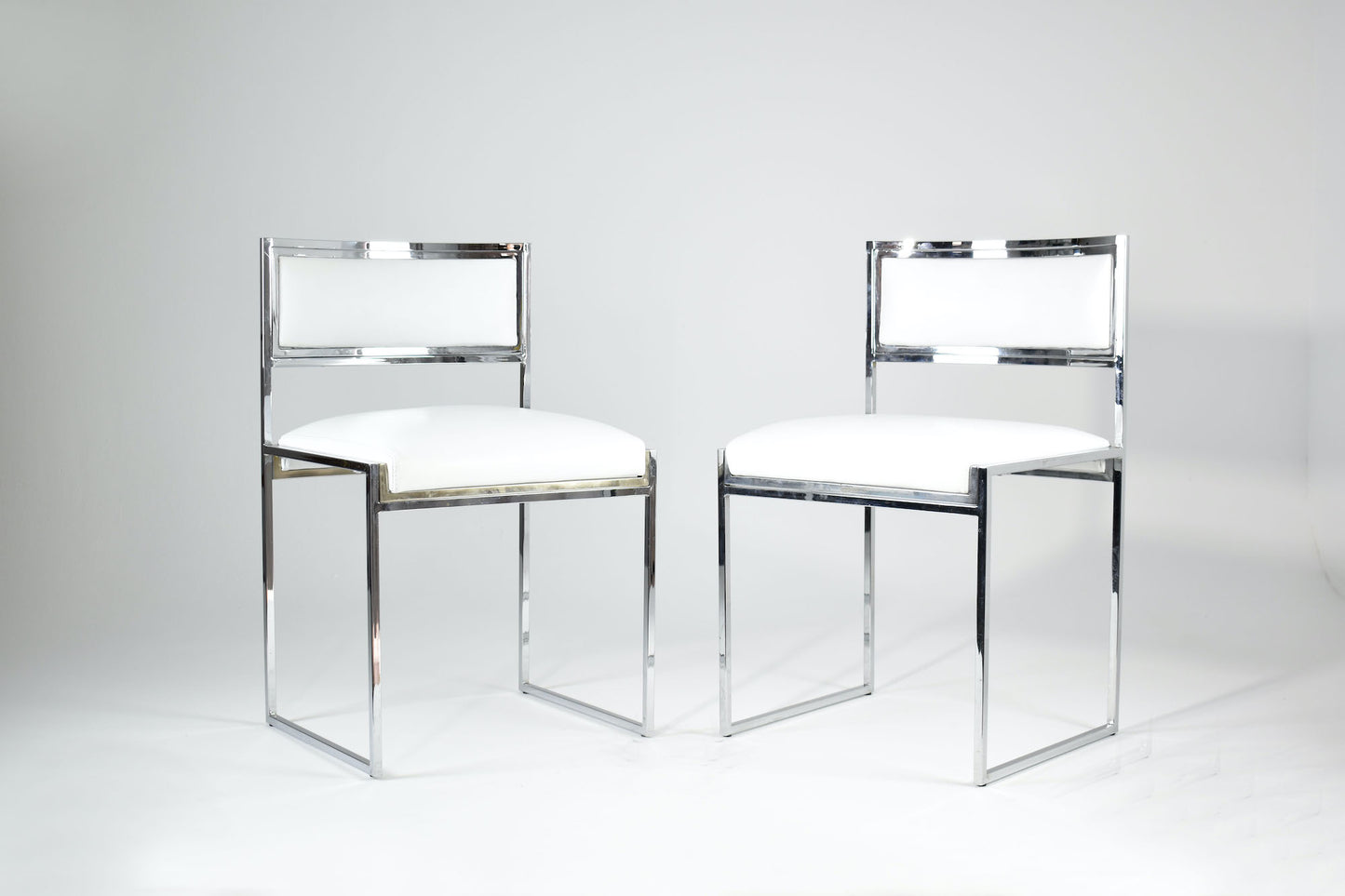 Pair of Chrome & Leather "SQ-AL" Chairs by Willy Rizzo, Italy, 1970s