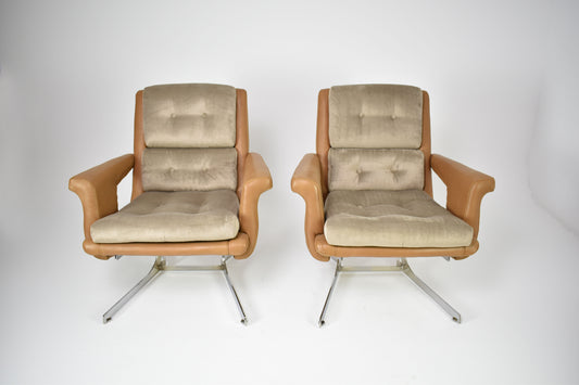 Pair of French Lounge Chairs Attributed to Raphaël Raffel for Apelbaum, 1970s
