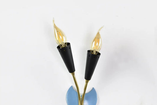 Pair of Italian Blue Brass Sconces, 1950s