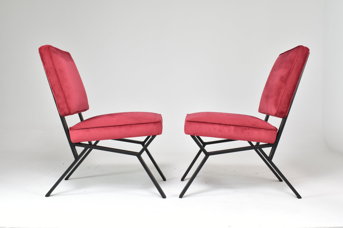 Pair of Italian Velvet Chairs, 1950s