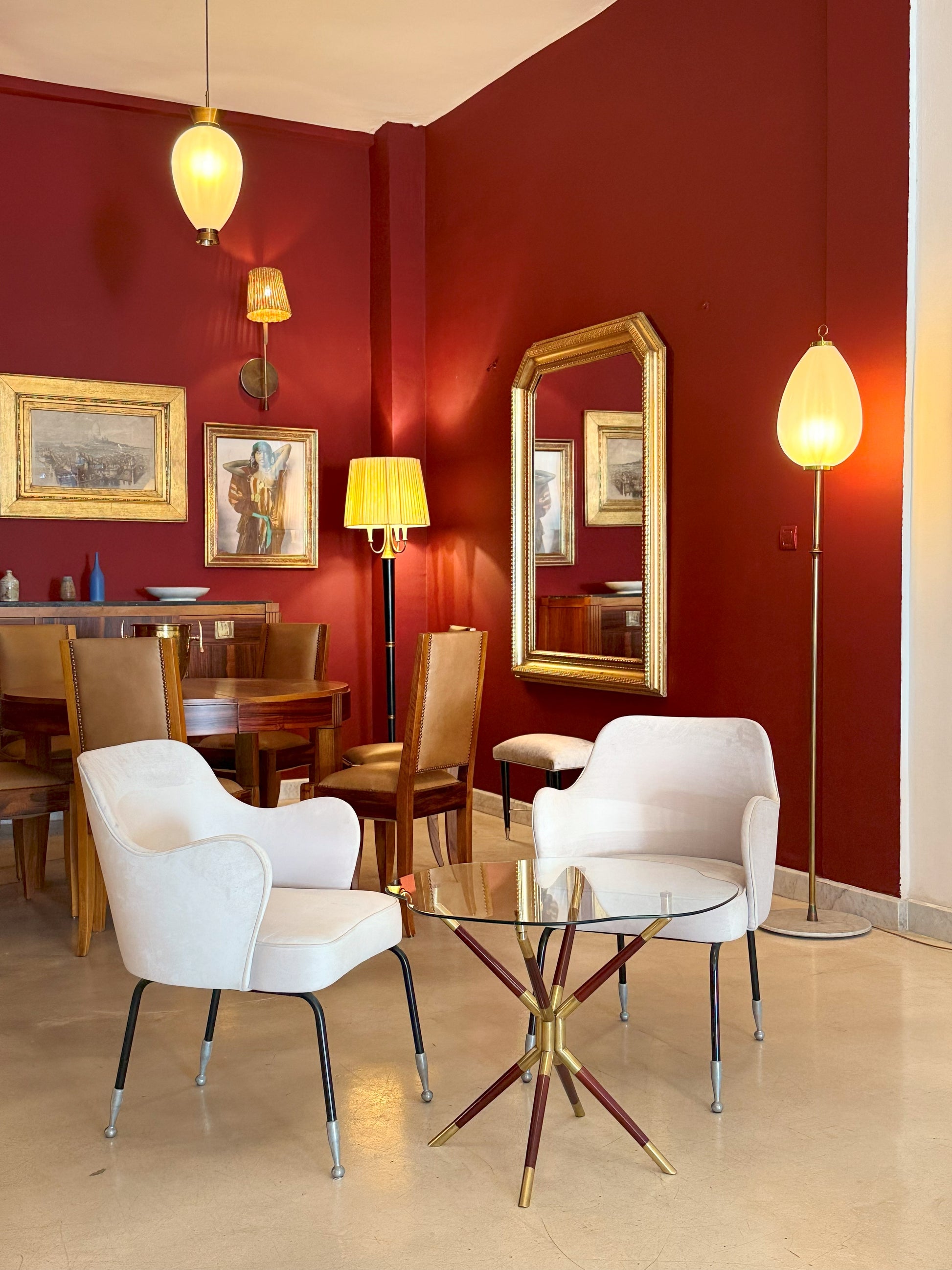 Shop Pair of Italian Vintage Mid-Century Armchairs, White Velvet, 1950s - Spirit Gallery Vintage Furniture