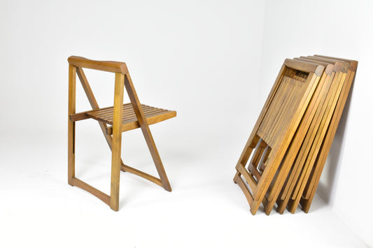 Set of 6 Folding Italian chairs by Aldo Jacober for Alberto Bazzani, 1960s