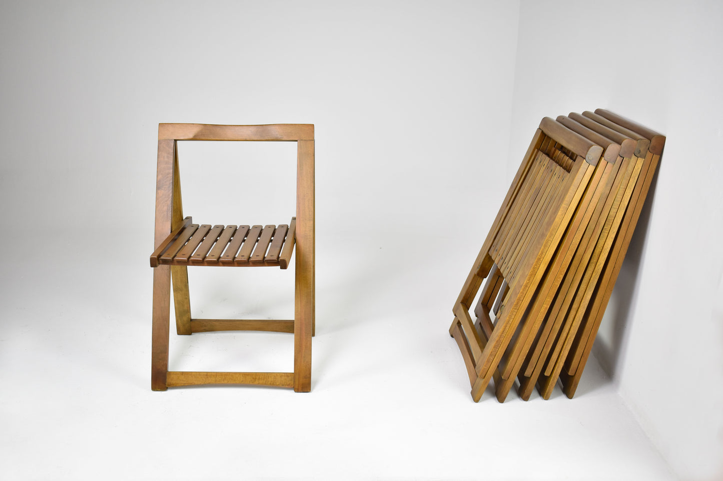 Set of 6 Folding Italian chairs by Aldo Jacober for Alberto Bazzani, 1960s