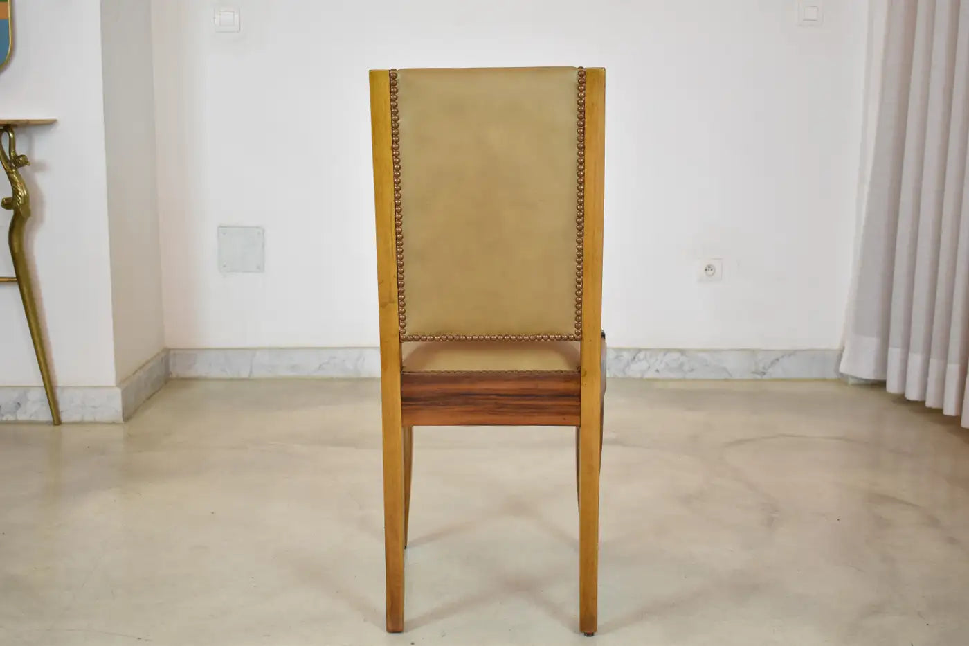 Set of 8 Walnut & Leather Dining Chairs by André Sornay, France 1930s