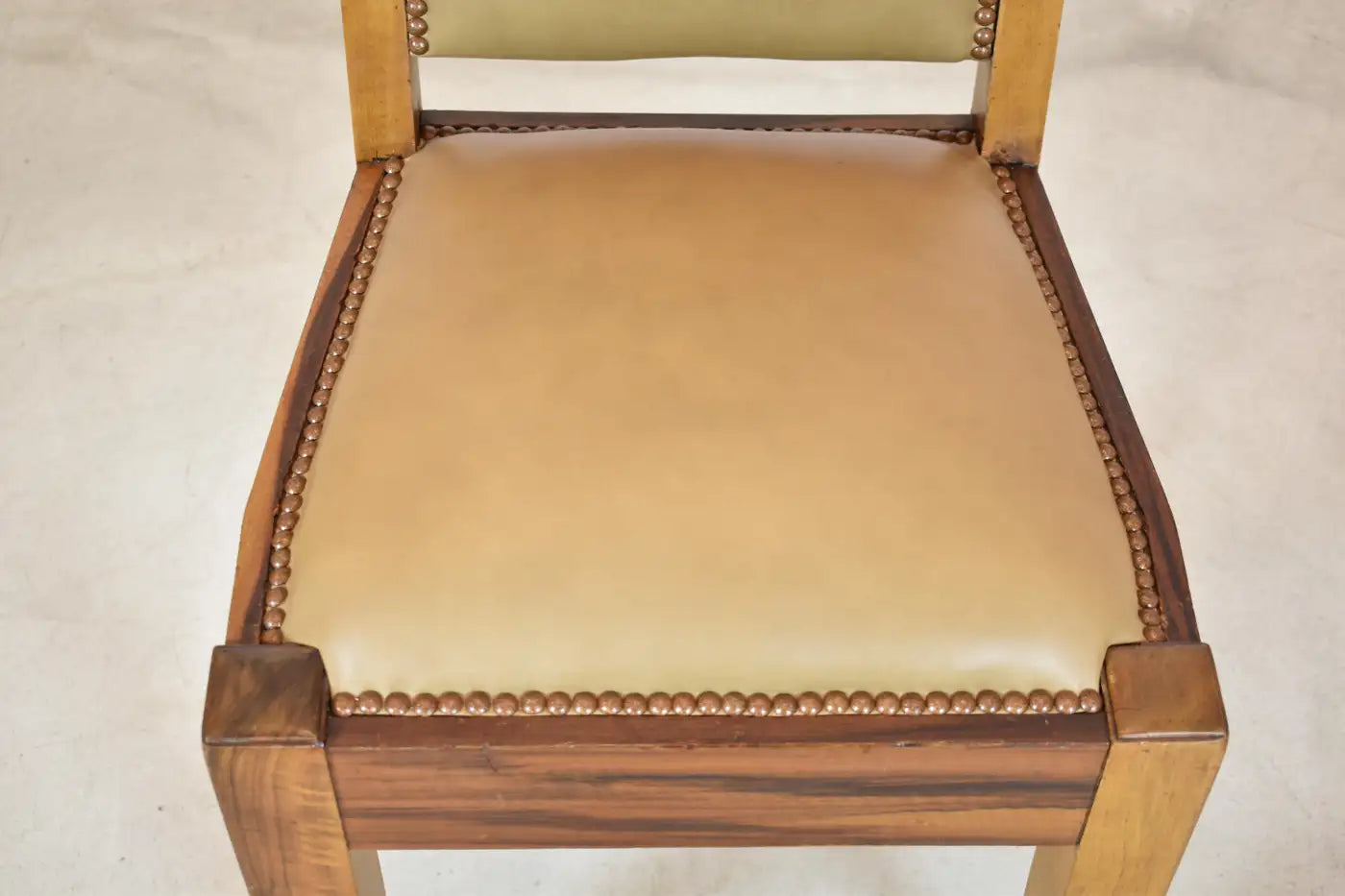 Set of 8 Walnut & Leather Dining Chairs by André Sornay, France 1930s