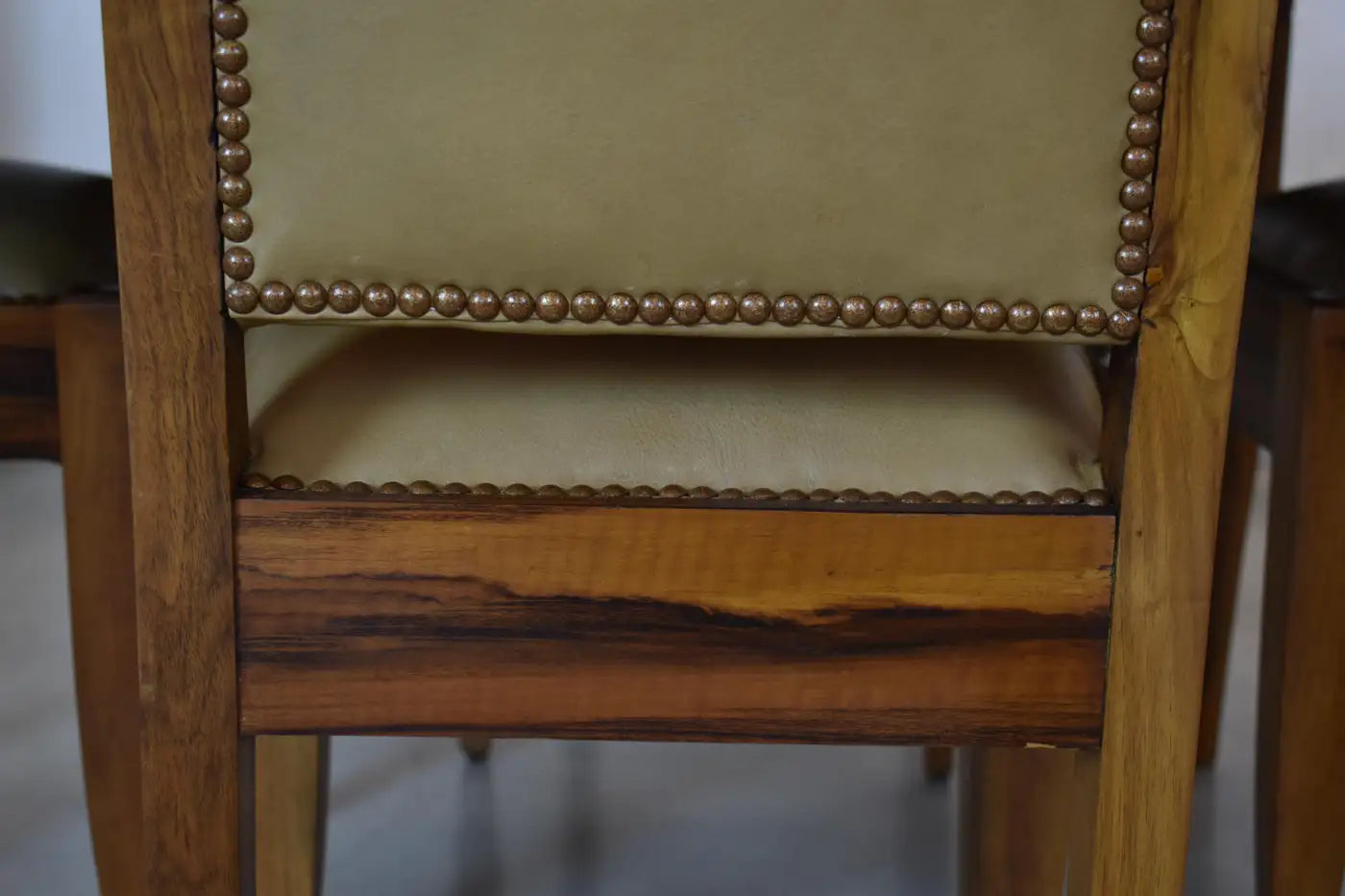Set of 8 Walnut & Leather Dining Chairs by André Sornay, France 1930s