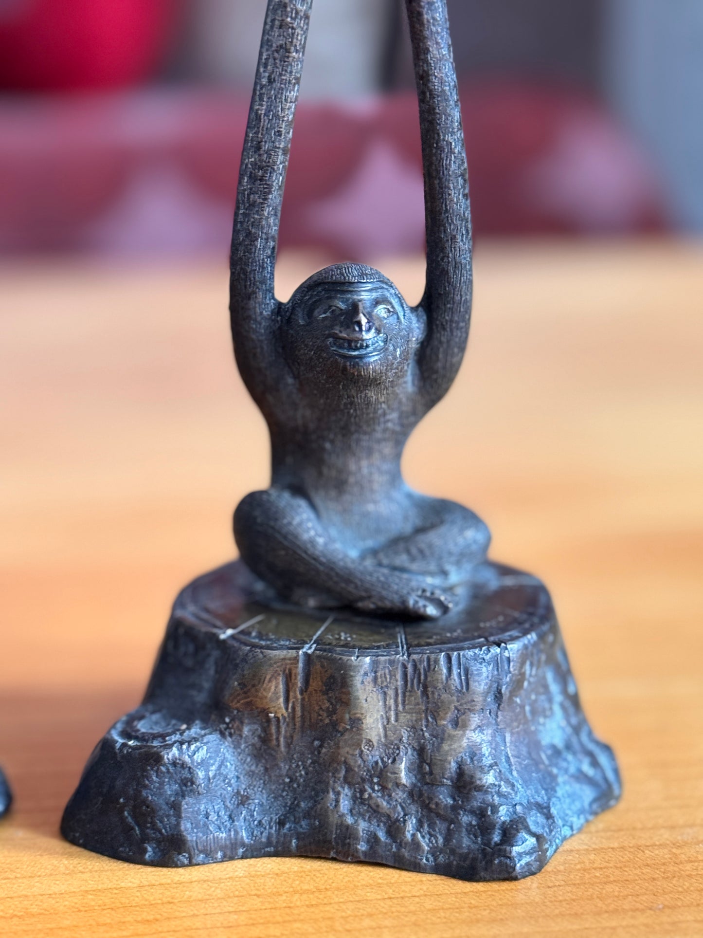 Vintage Patinated Bronze Monkey Cast Candlesticks, circa 1950-1970