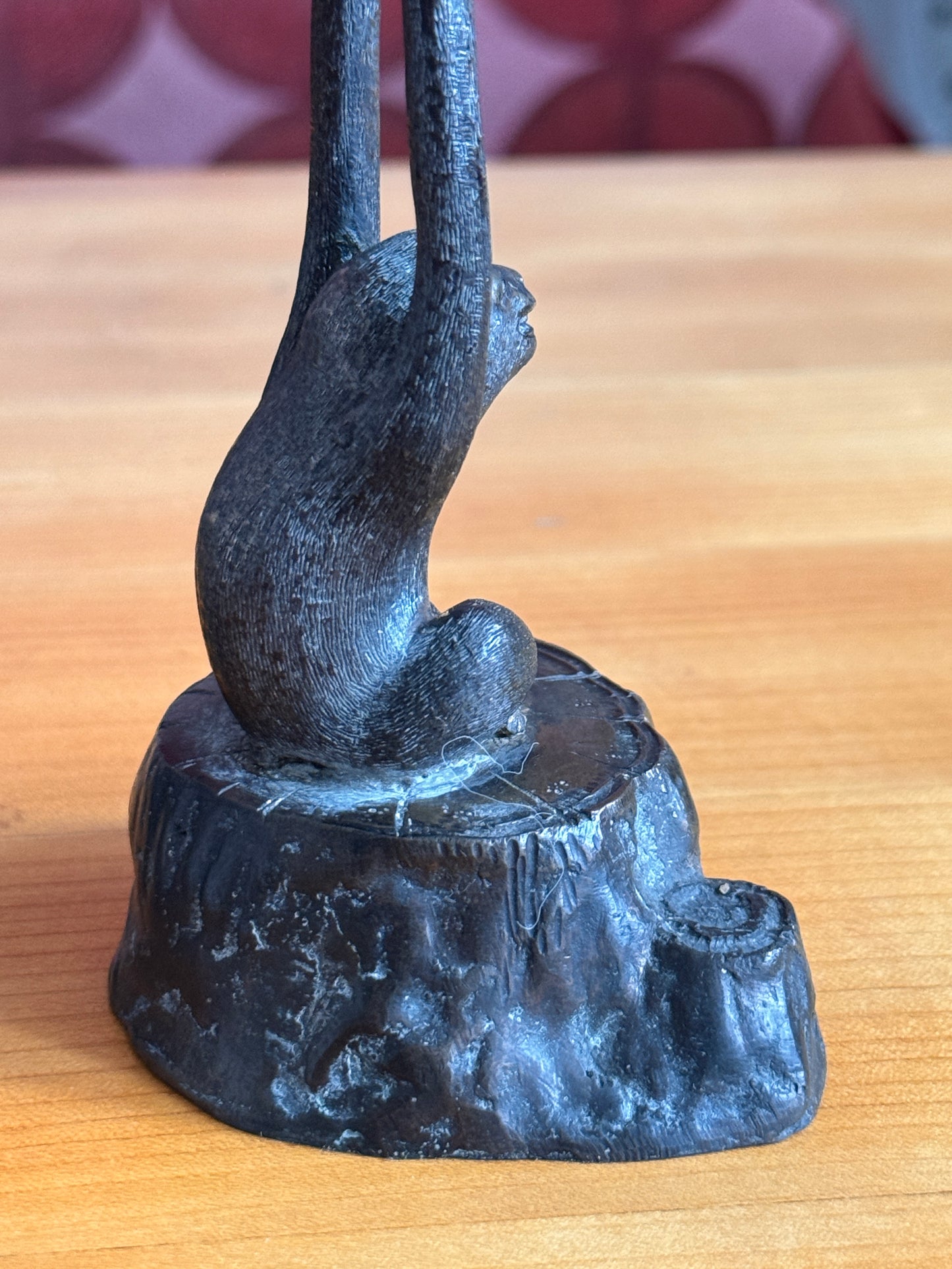 Vintage Patinated Bronze Monkey Cast Candlesticks, circa 1950-1970
