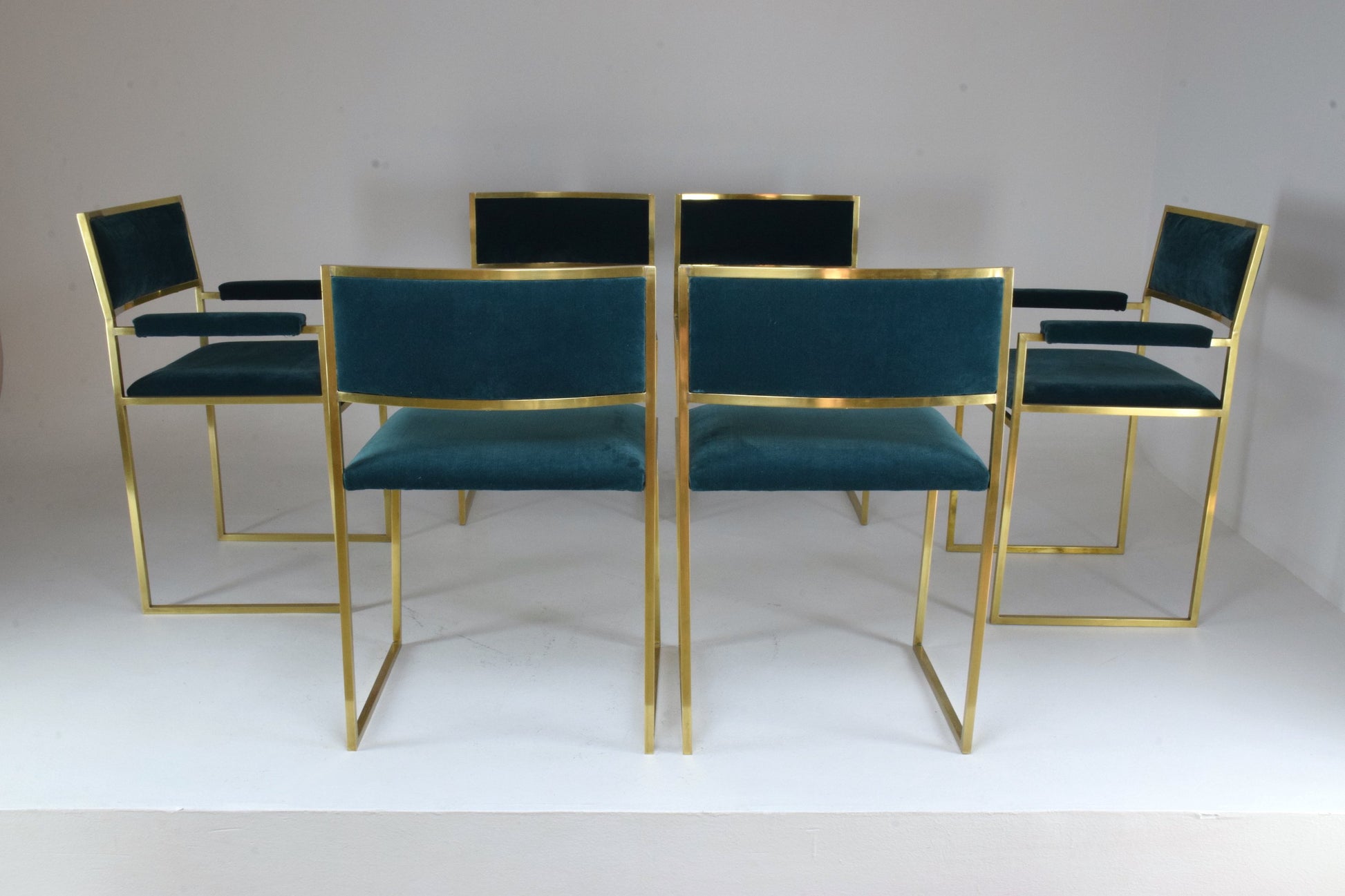 20th Century Chairs and Armchairs by Willy Rizzo, Set of 6, 1970's - Spirit Gallery