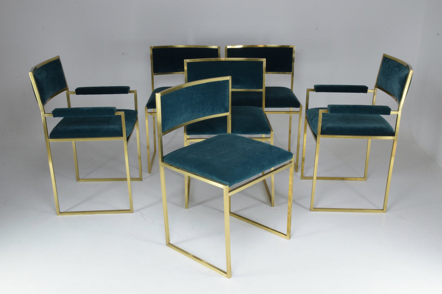 20th Century Chairs and Armchairs by Willy Rizzo, Set of 6, 1970's - Spirit Gallery