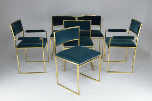 20th Century Chairs and Armchairs by Willy Rizzo, Set of 6, 1970's - Spirit Gallery
