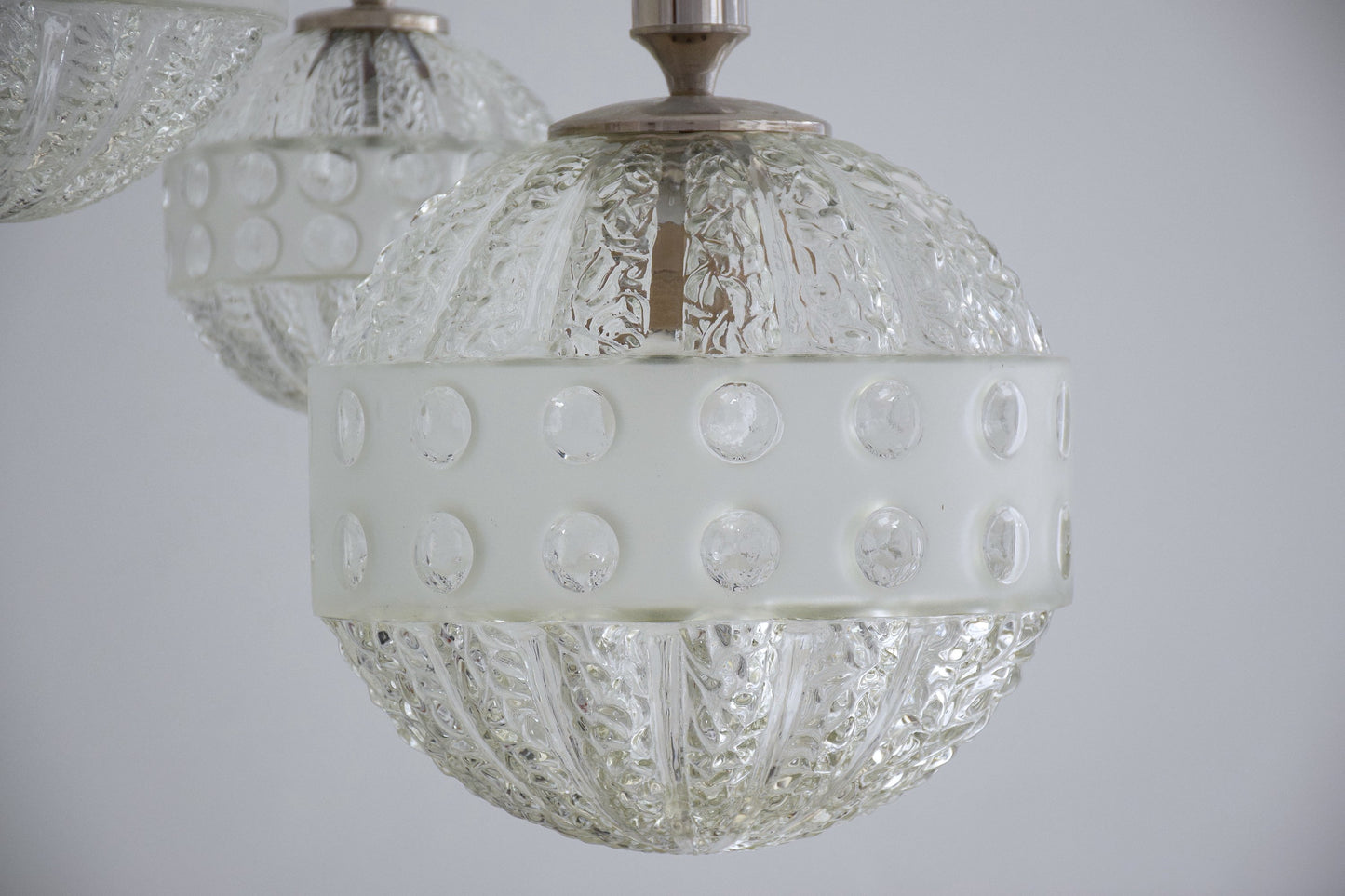 20th Century French Globe Three-Light Glass Pendant, 1970s - Spirit Gallery