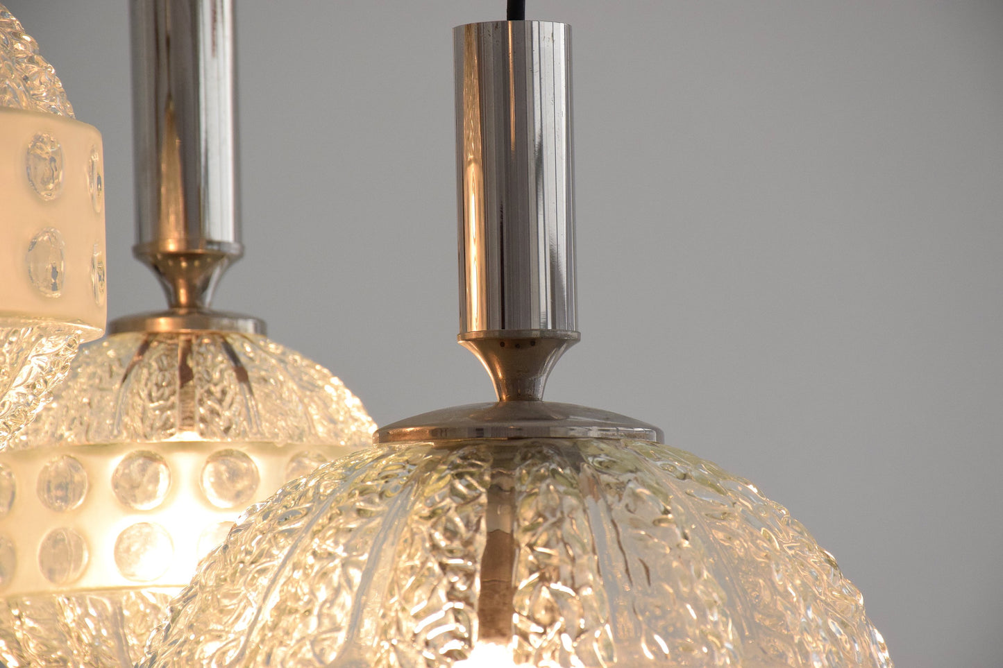 20th Century French Globe Three-Light Glass Pendant, 1970s - Spirit Gallery