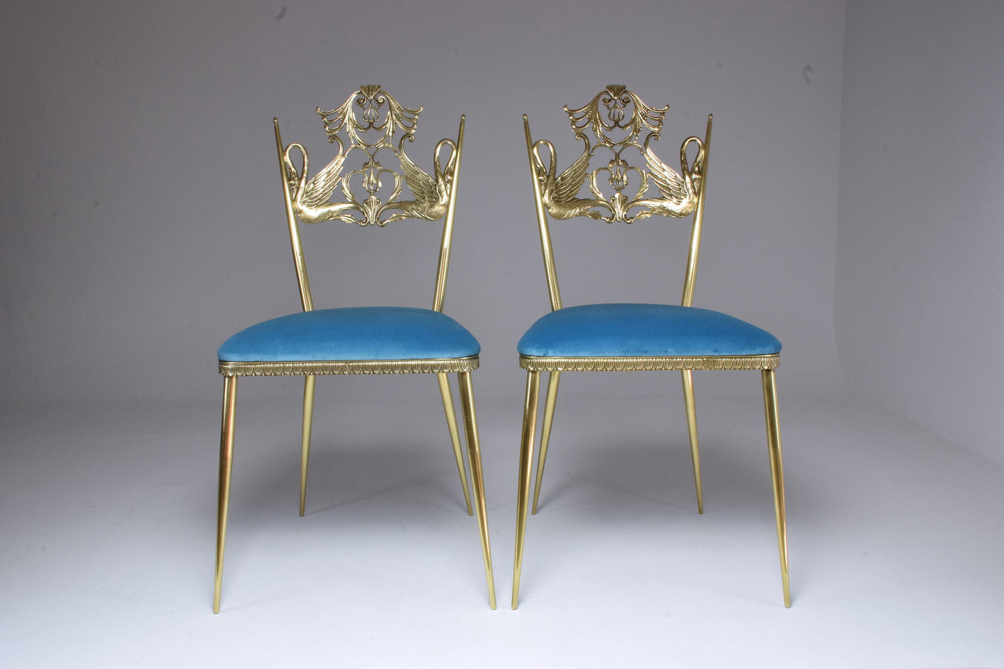 20th Century Pair of Italian Vintage Brass Swan Chairs, 1950s - Spirit Gallery