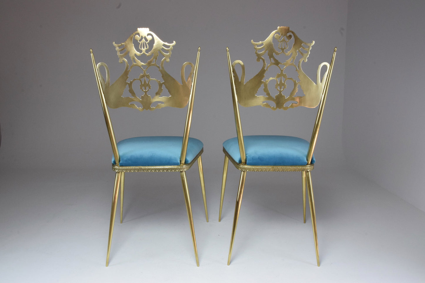 20th Century Pair of Italian Vintage Brass Swan Chairs, 1950s - Spirit Gallery