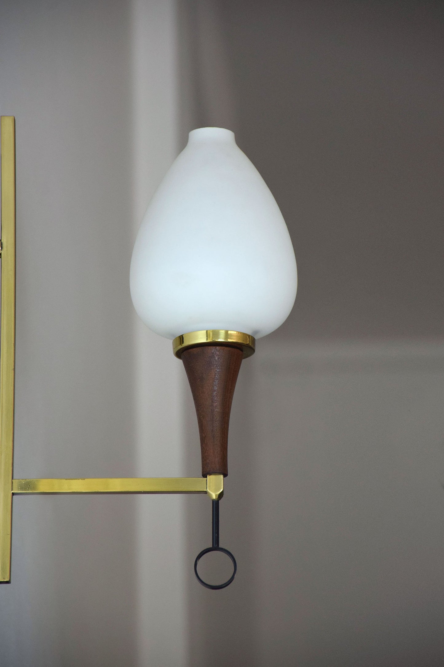 20th Century Pair of Italian Wood and Brass Sconces, 1950's - Spirit Gallery