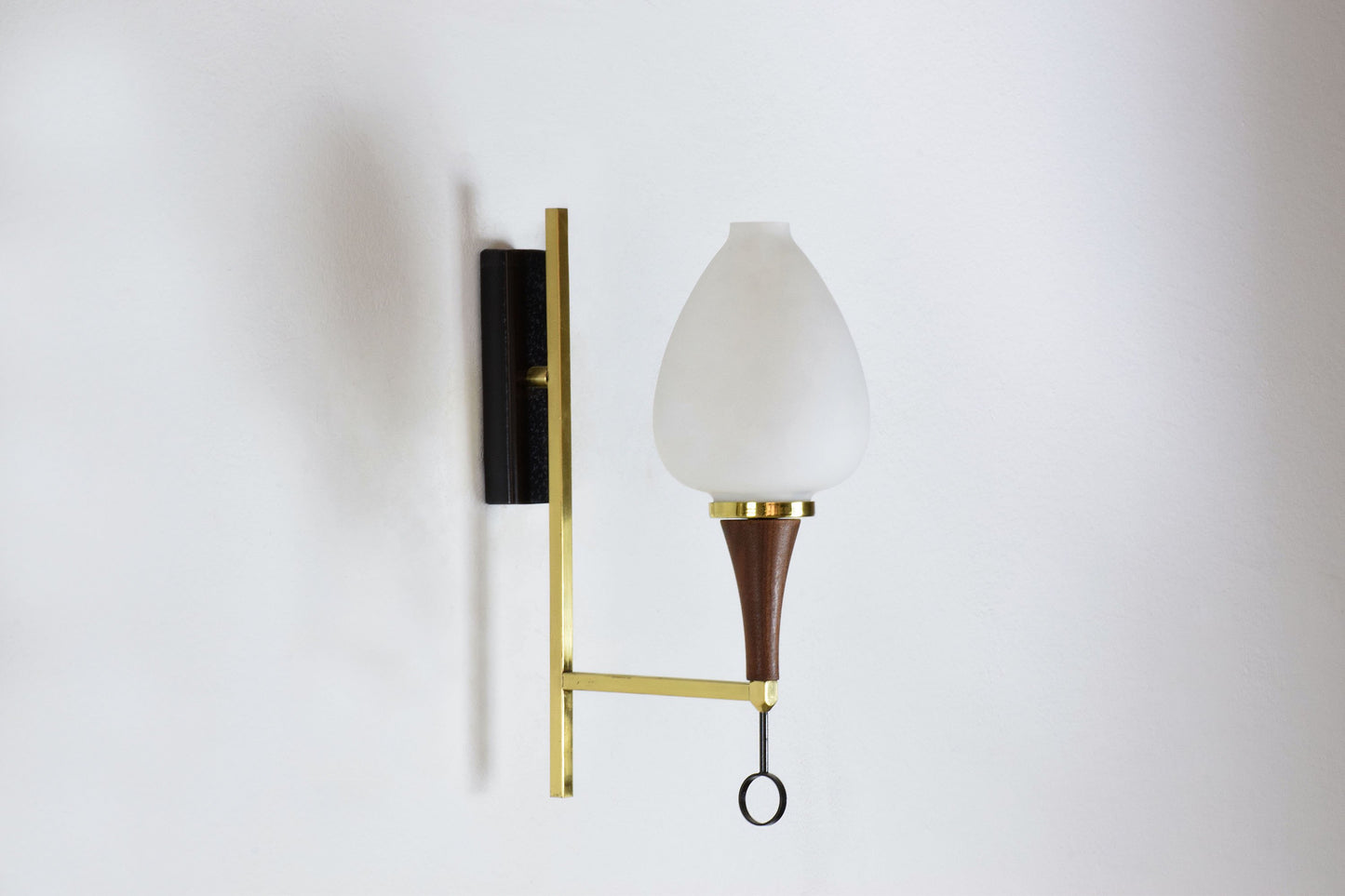 20th Century Pair of Italian Wood and Brass Sconces, 1950's - Spirit Gallery