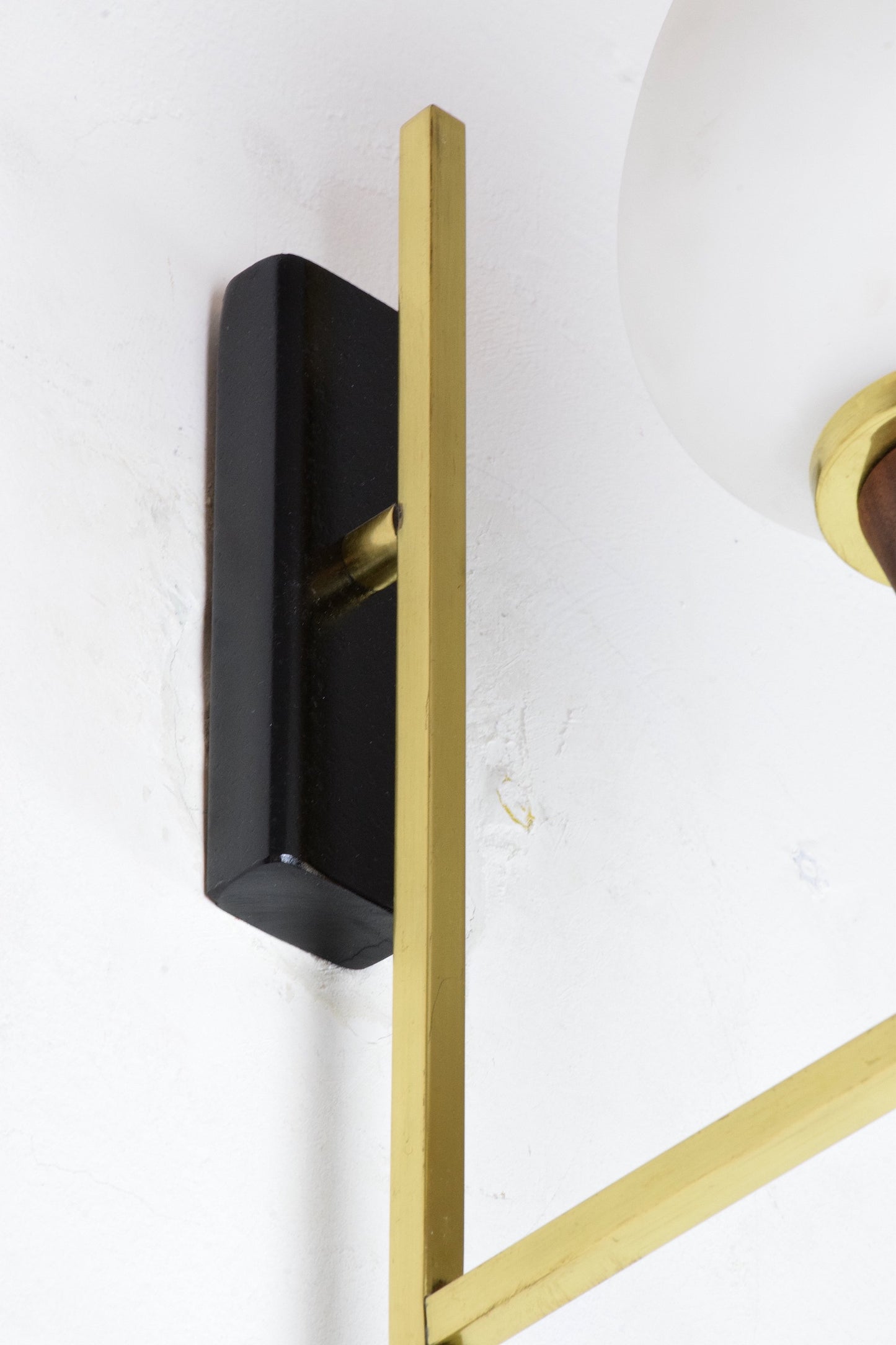 20th Century Pair of Italian Wood and Brass Sconces, 1950's - Spirit Gallery