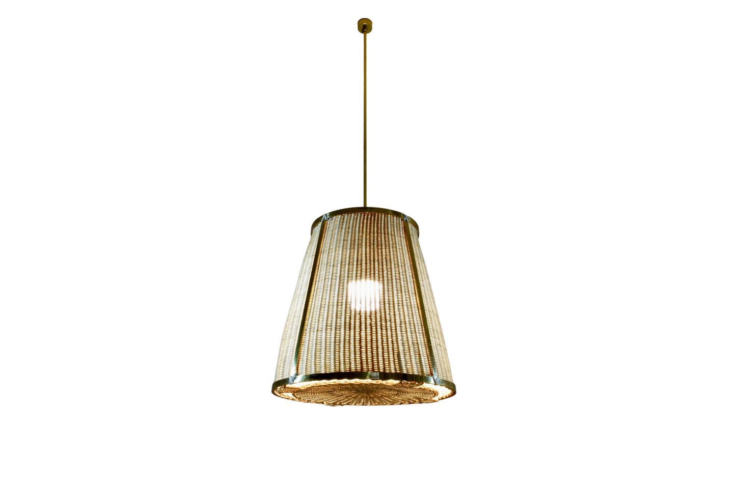 Caeli-S Handcrafted Brass Rattan Pendant Light Fixture