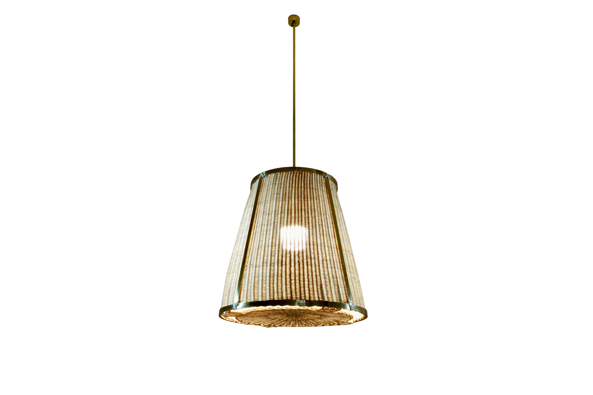 Caeli-S Handcrafted Brass Rattan Pendant Light Fixture