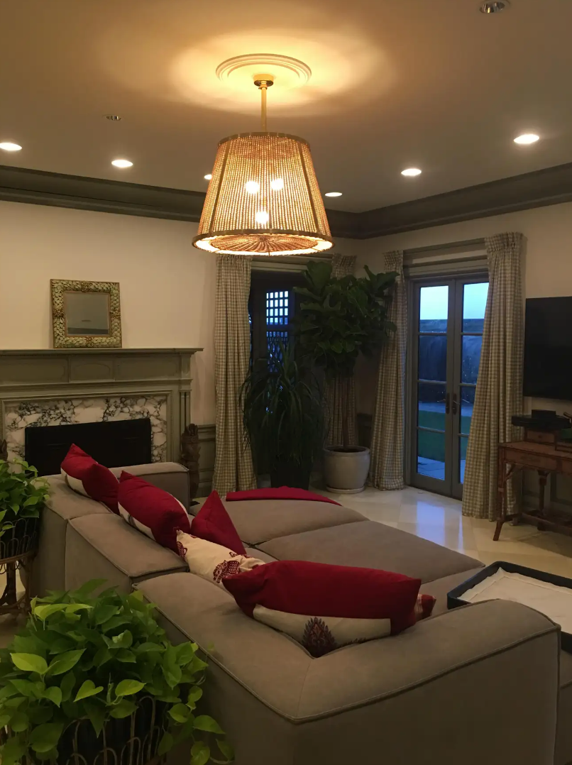 Caeli-S Handcrafted Brass Rattan Pendant Light Fixture