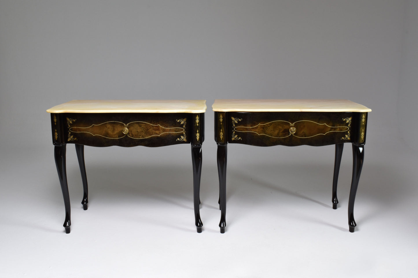 Pair of Italian Mid-Century Modern Marble Nightstands - Spirit Gallery