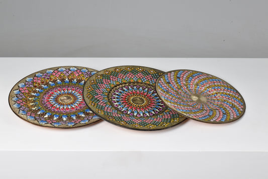 1980's Enameled Cloisonne Brass Decorative Dish Bowls - Spirit Gallery