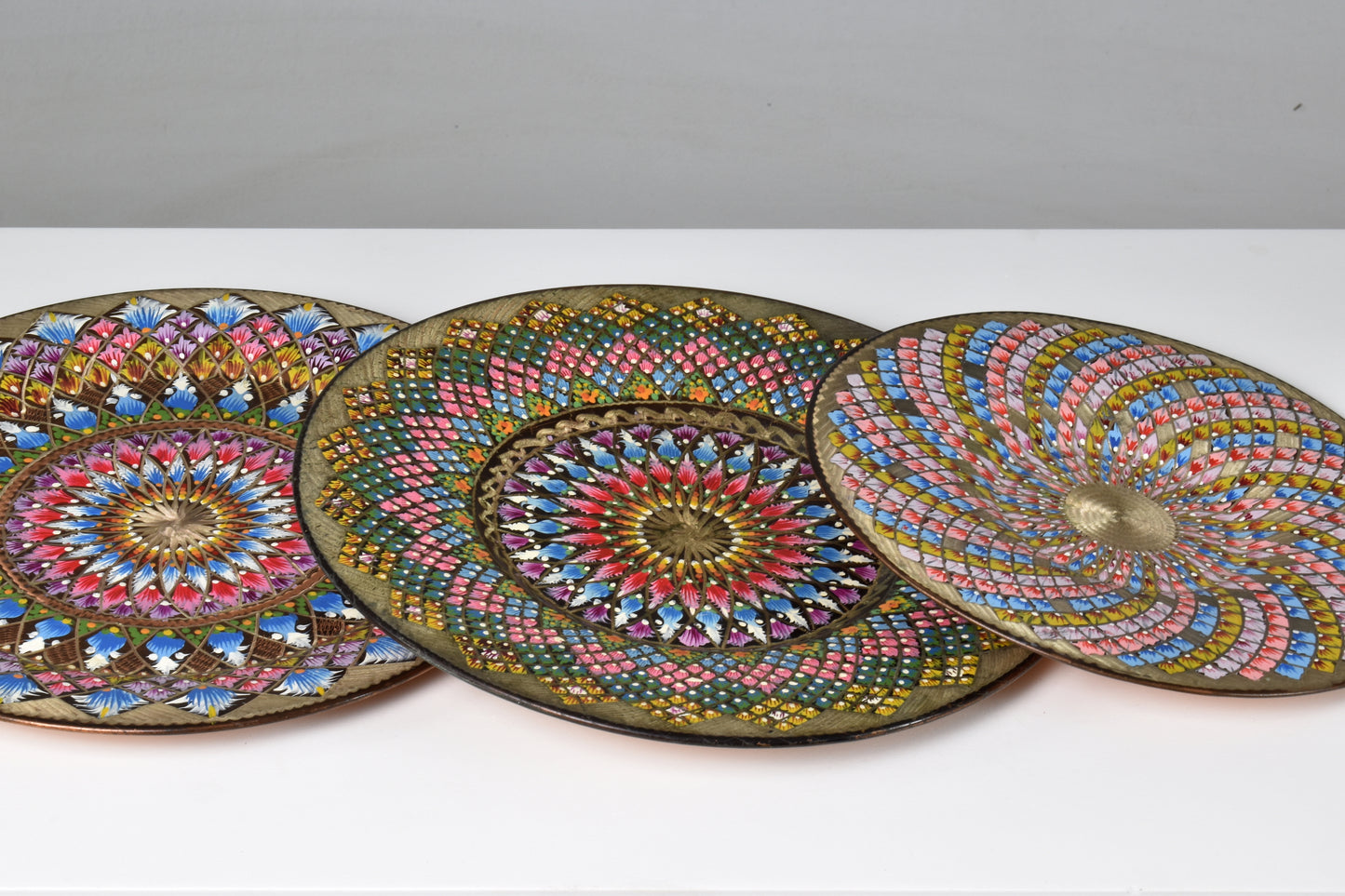 1980's Enameled Cloisonne Brass Decorative Dish Bowls - Spirit Gallery