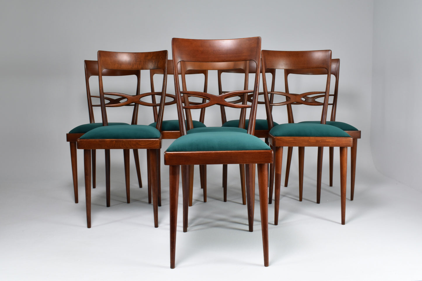 1970's Consorzio Sedie Friuli Restored Dining Chairs, Set of 8 - Spirit Gallery