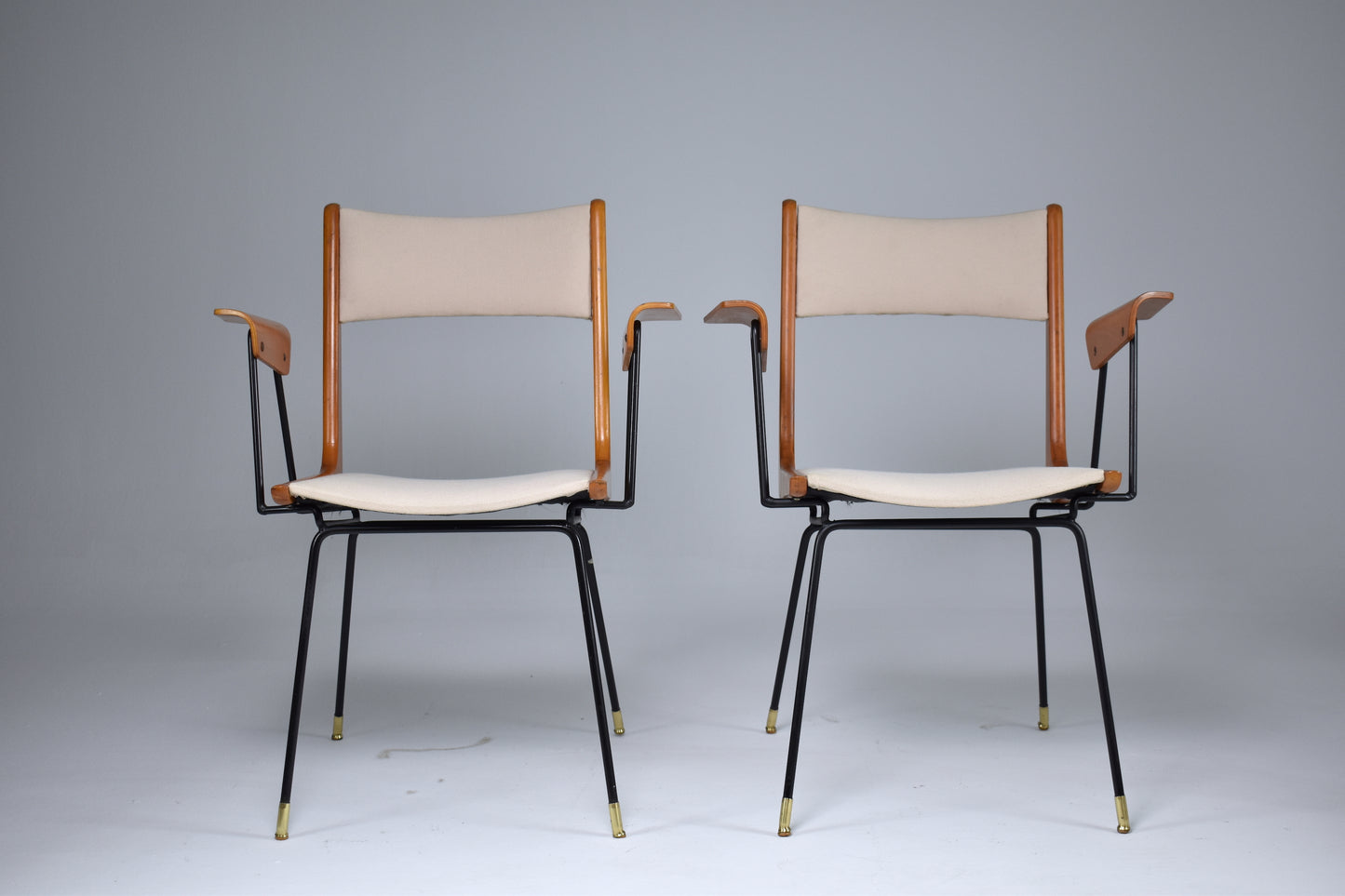 Italian Mid-Century Modern Boomerang Armchairs by Carlo de Carli