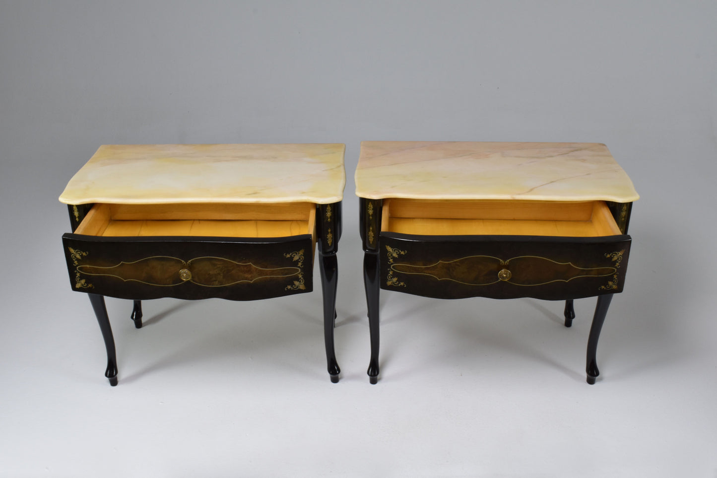 Pair of Italian Mid-Century Modern Marble Nightstands - Spirit Gallery