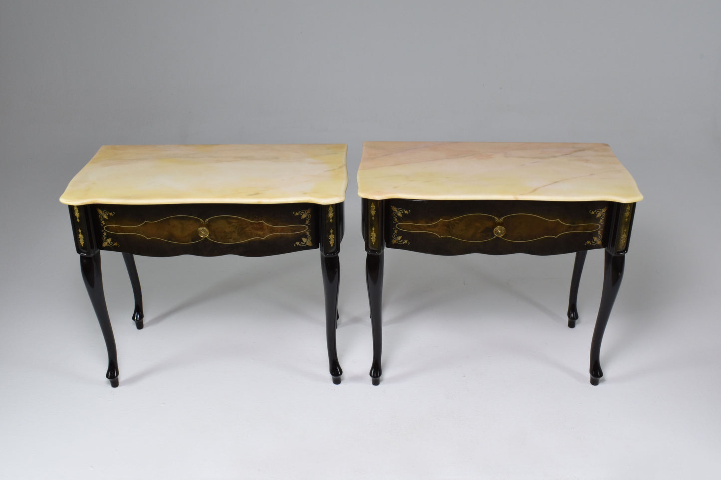Pair of Italian Mid-Century Modern Marble Nightstands - Spirit Gallery