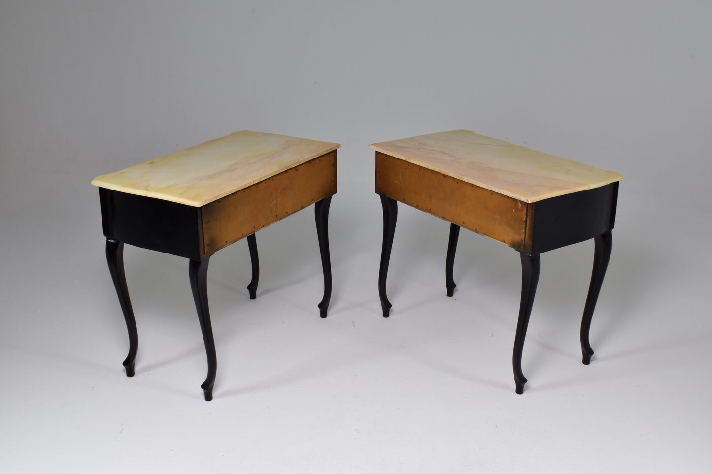 Pair of Italian Mid-Century Modern Marble Nightstands - Spirit Gallery