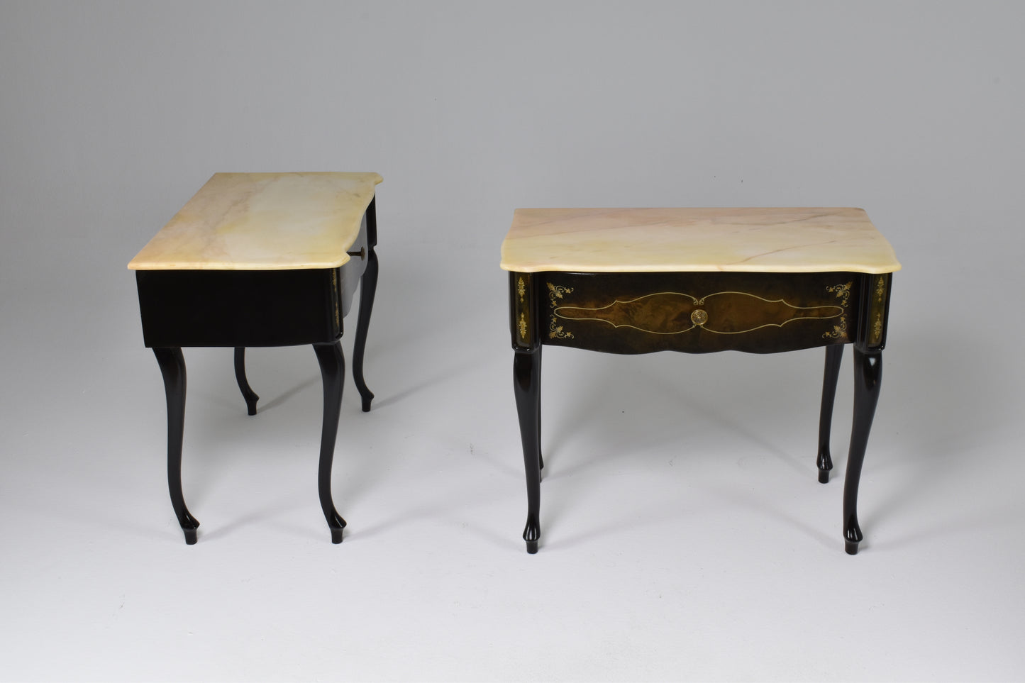 Pair of Italian Mid-Century Modern Marble Nightstands - Spirit Gallery