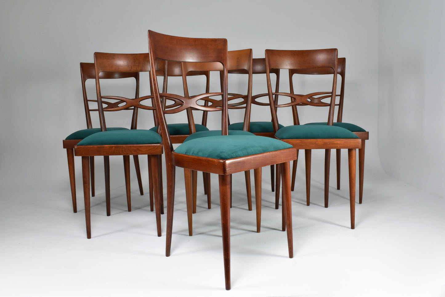 1970's Consorzio Sedie Friuli Restored Dining Chairs, Set of 8 - Spirit Gallery