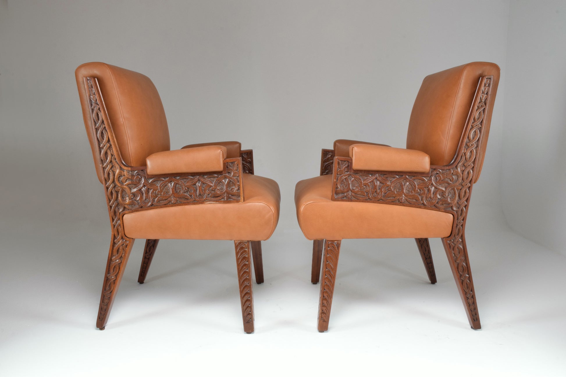 1950's Pair of Art Deco Style Sculpted Armchairs - Spirit Gallery