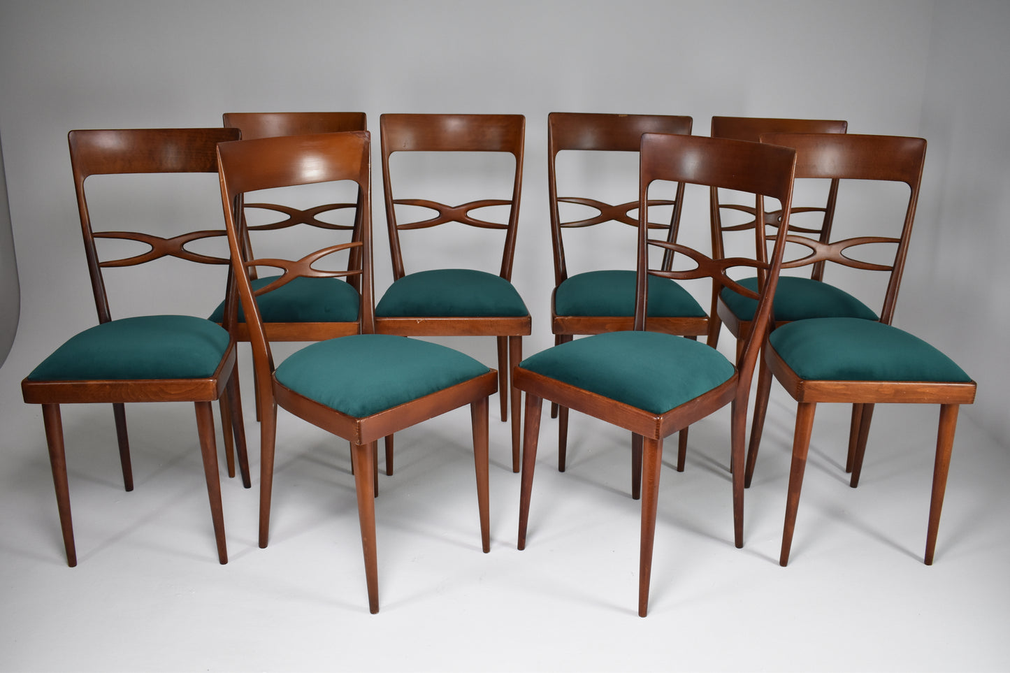 1970's Consorzio Sedie Friuli Restored Dining Chairs, Set of 8 - Spirit Gallery