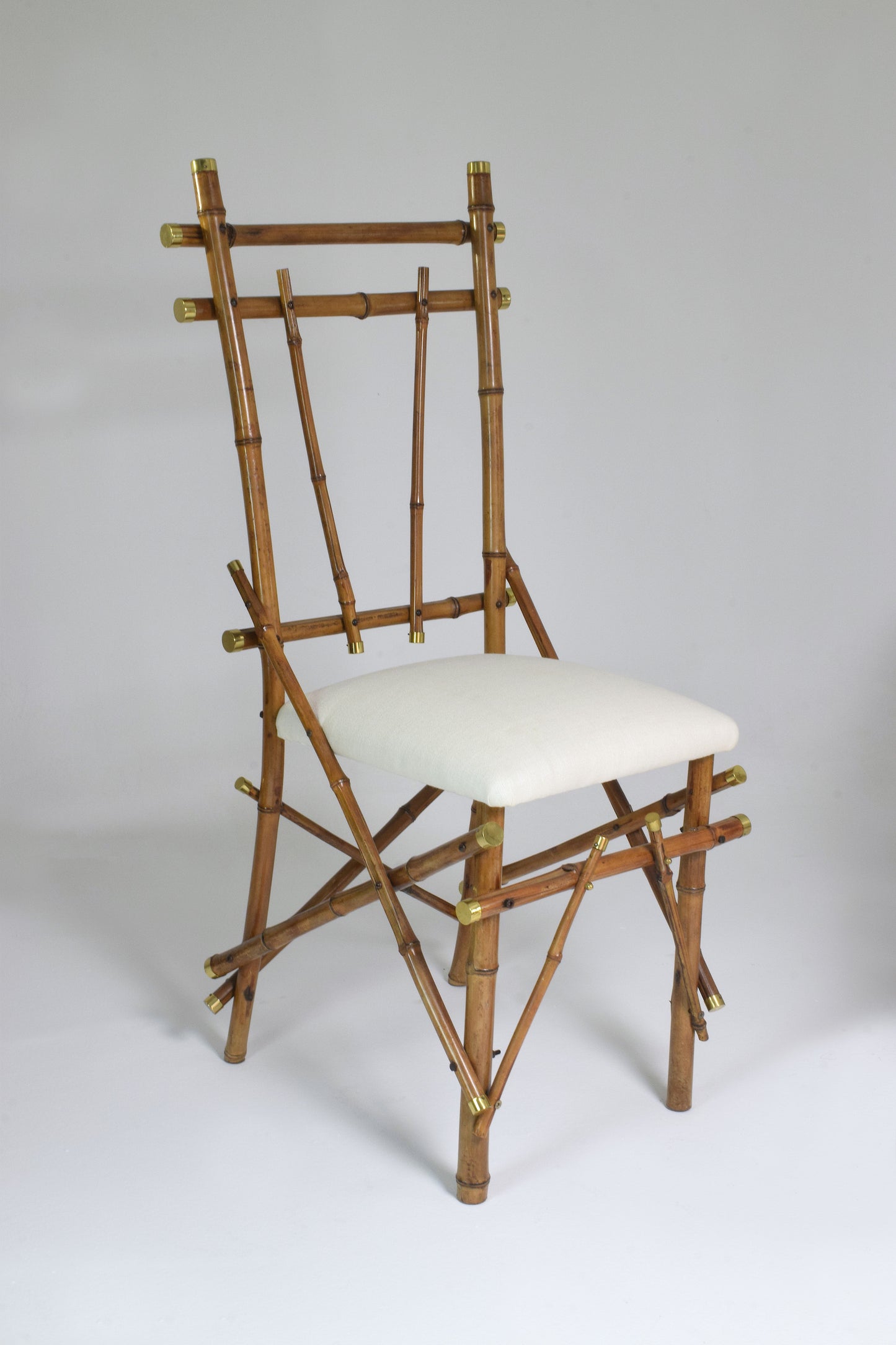 1960's Bamboo Brass Dining Chairs, Set of Four - Spirit Gallery