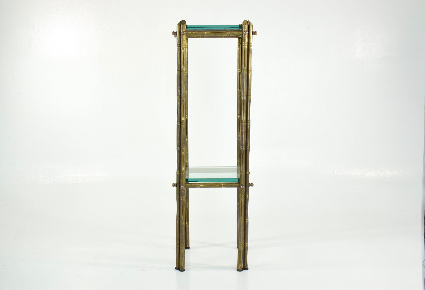 French Polished Brass and Glass Pedestal or Side Table, 1970's - Spirit Gallery