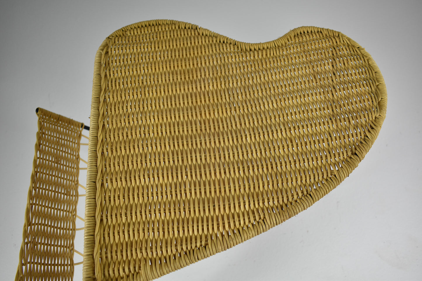 1950's French Rattan Chair and Table with Magazine Rack Set Raoul Guys - Spirit Gallery