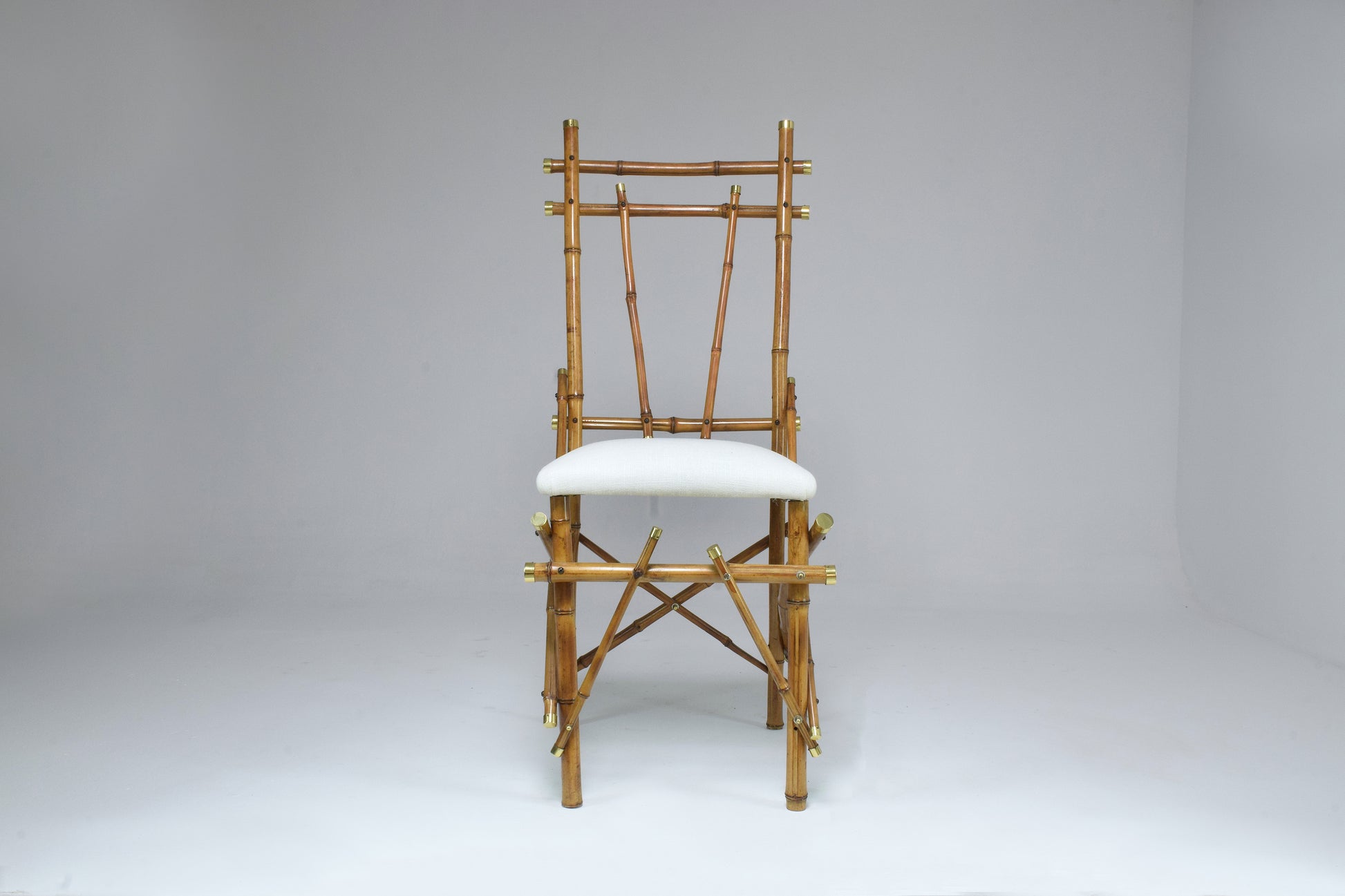1960's Bamboo Brass Dining Chairs, Set of Four - Spirit Gallery