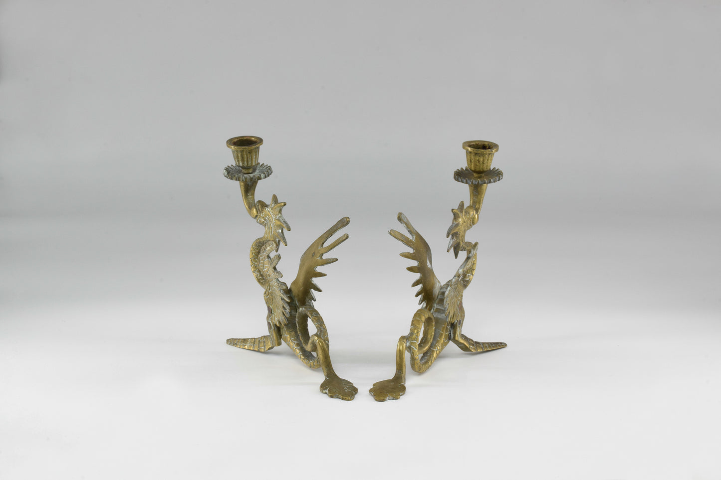1950's Italian Bronze Dragon Candlesticks - Spirit Gallery