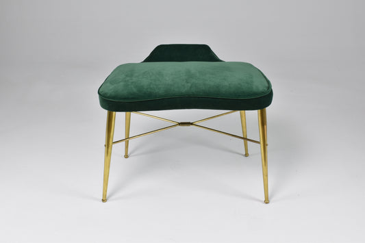 1950's Italian Velvet and Brass Stool - Spirit Gallery