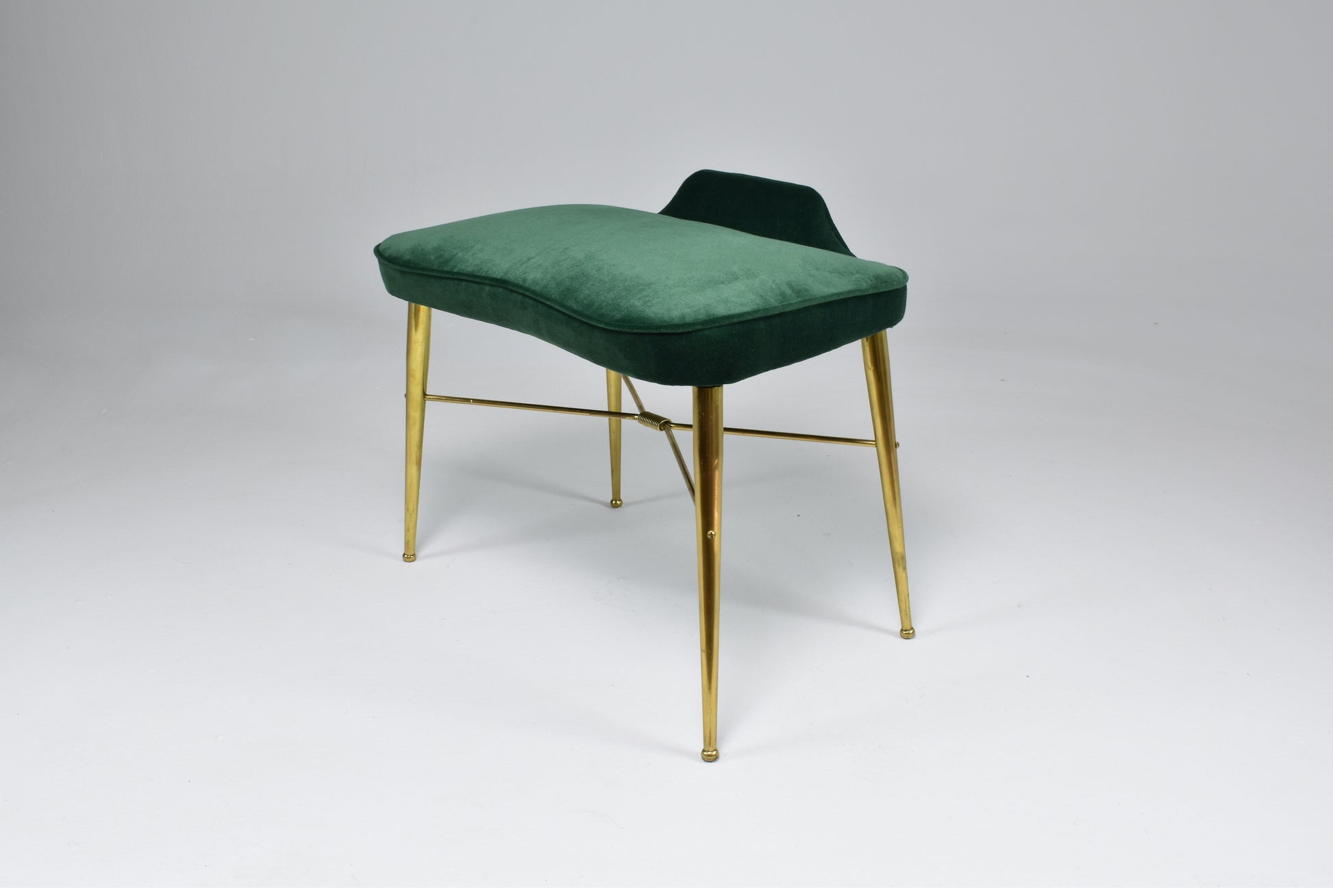 1950's Italian Velvet and Brass Stool - Spirit Gallery