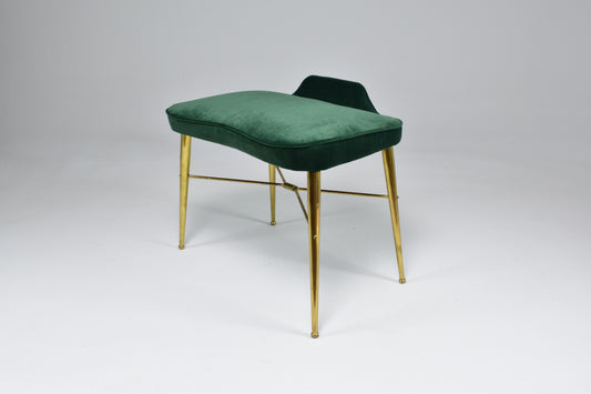 1950's Italian Velvet and Brass Stool - Spirit Gallery